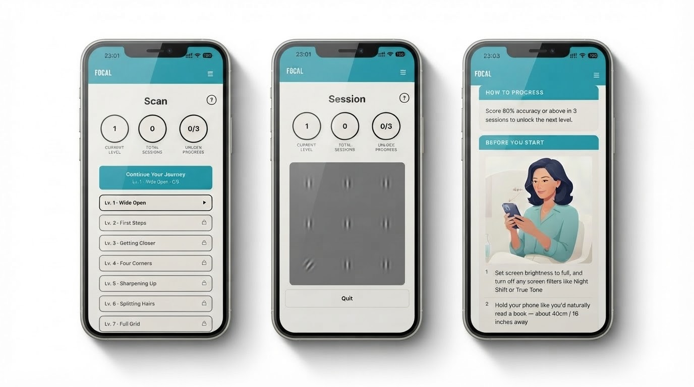 FOCAL app training screens